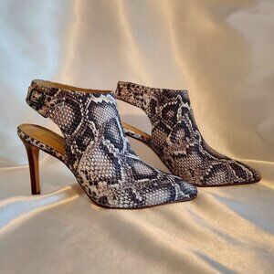 Johnston & Murphy "Val"  Genuine Leather Snake Print Slingback Bootie. New!